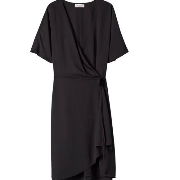 ARITZIA BABATON WALLACE DRESS BLACK Short-sleeve wrap dress sz XS - Picture 4 of 12